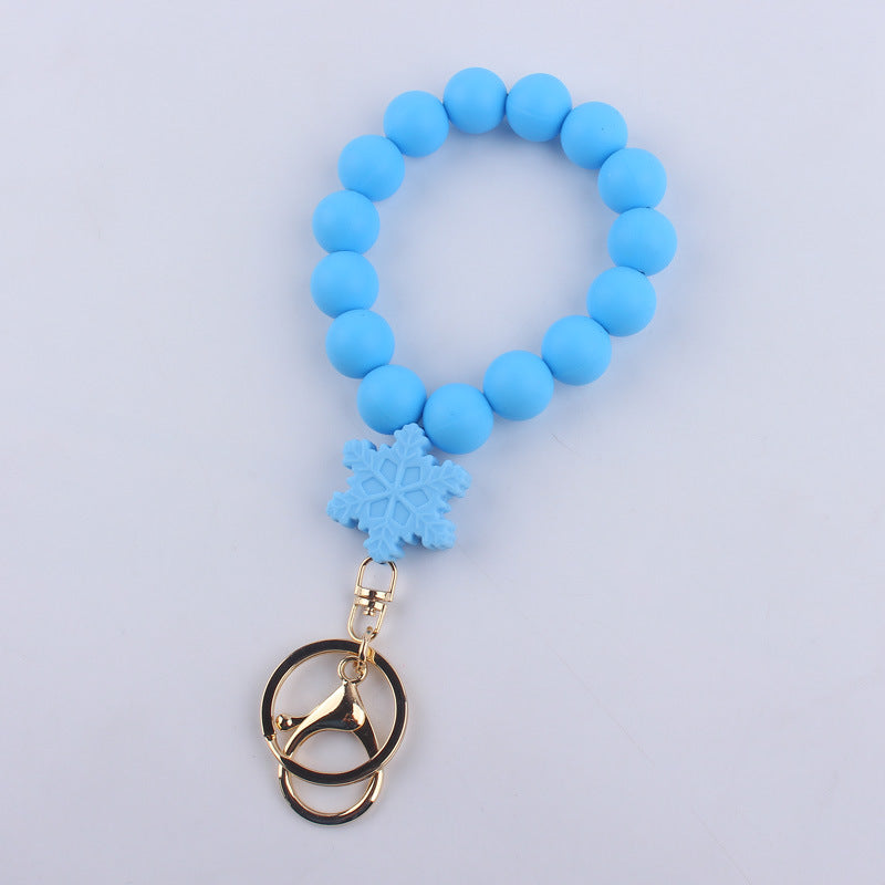 Wholesale Cartoon Silicone Snowflake Beads Wrist Keychain